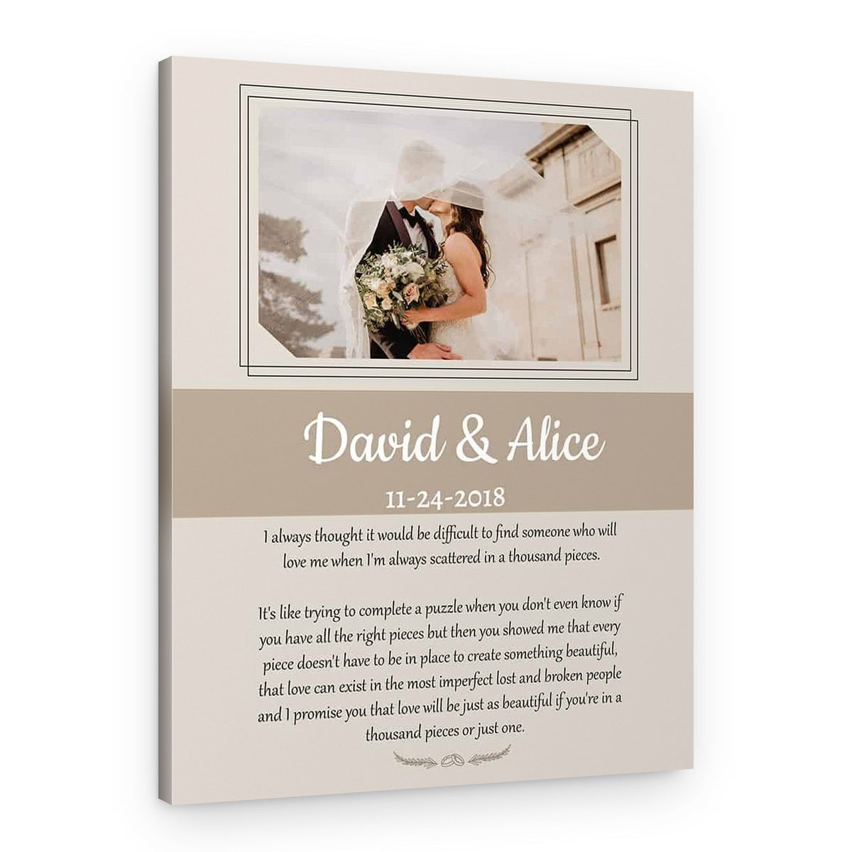 Romantic Wedding Vows Custom Photo Canvas Anniversary Gift – Canvas Print
