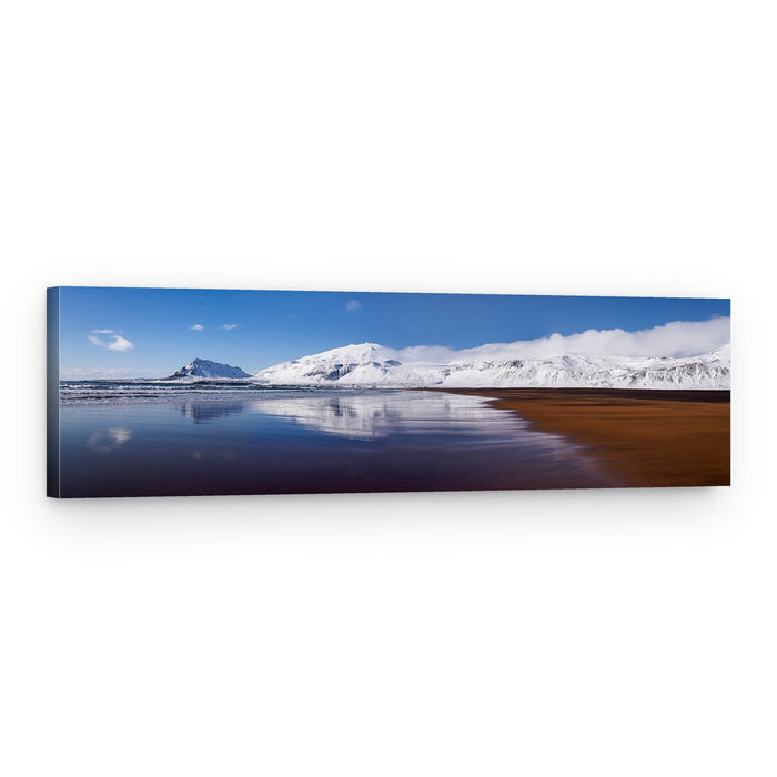 Snowy Mountain Beach Reflection – Canvas Print
