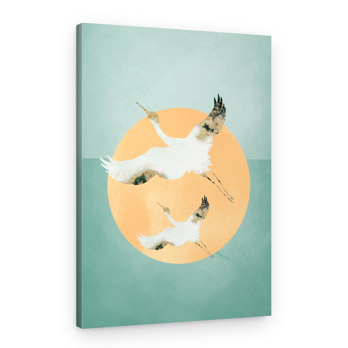 Flying Cranes at Sunrise – Canvas Print