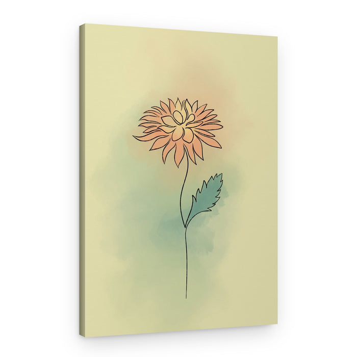 Soft Orange Line Flower – Canvas Print