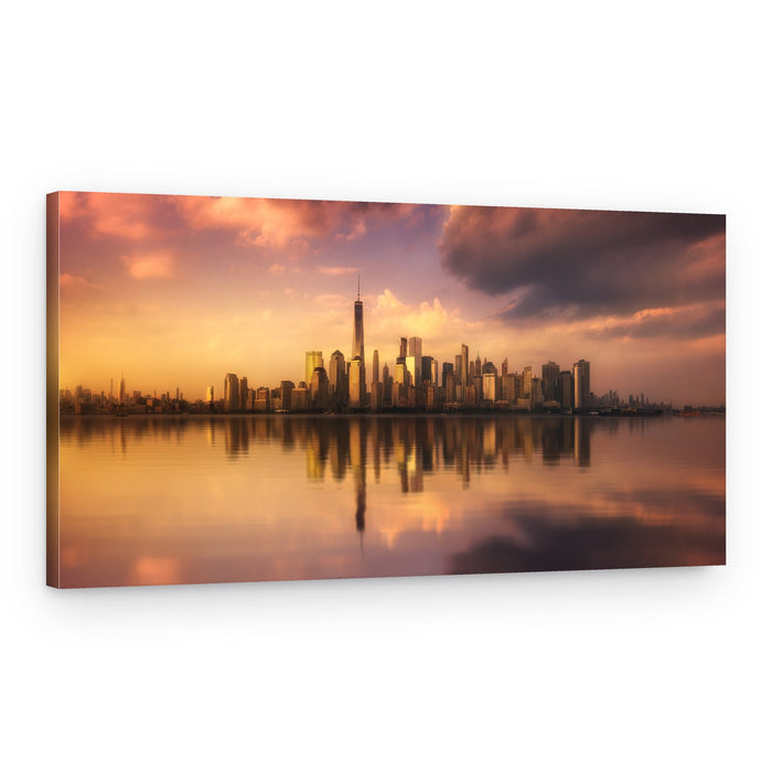 Golden Hour City Reflection – Canvas Print
