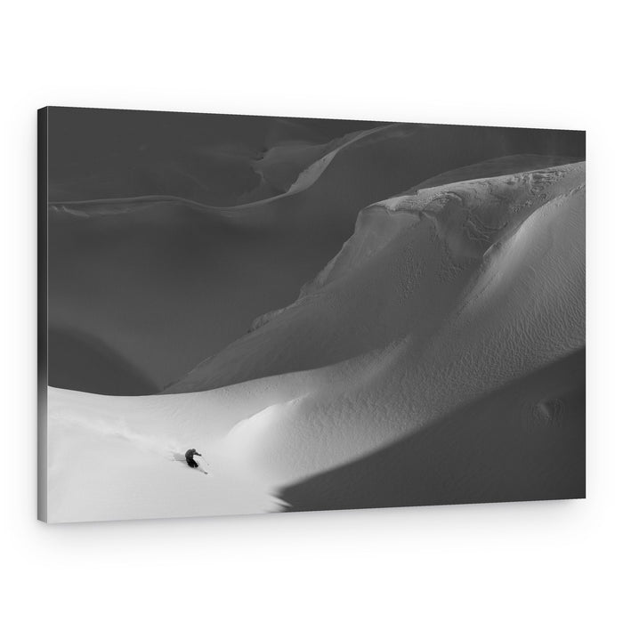 Monochrome Mountain Skiing – Canvas Print