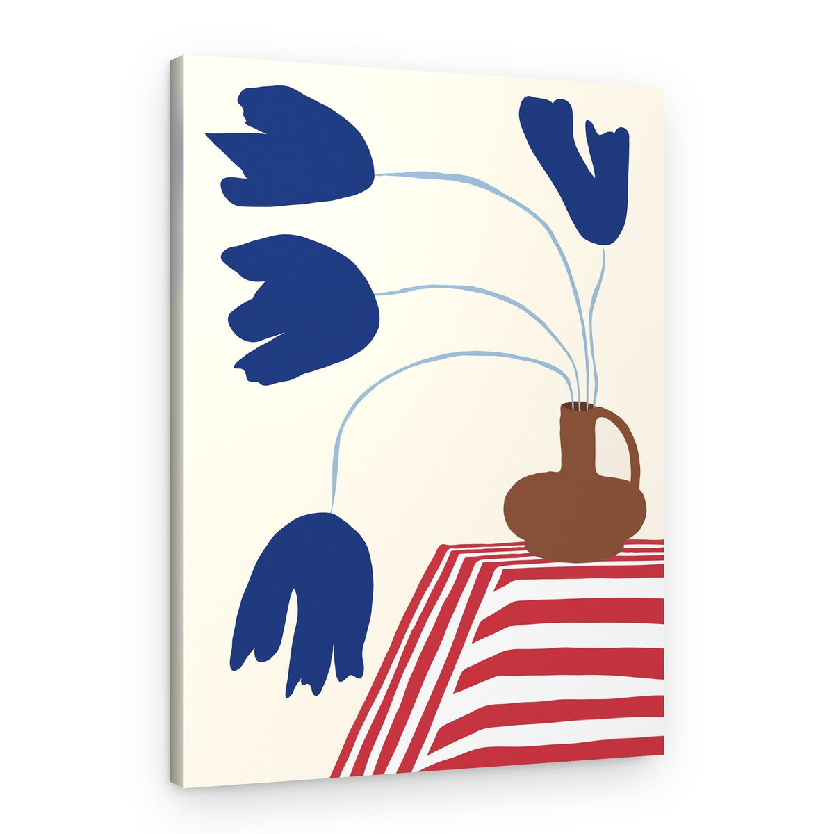 Modern Blue Floral Still Life – Canvas Print