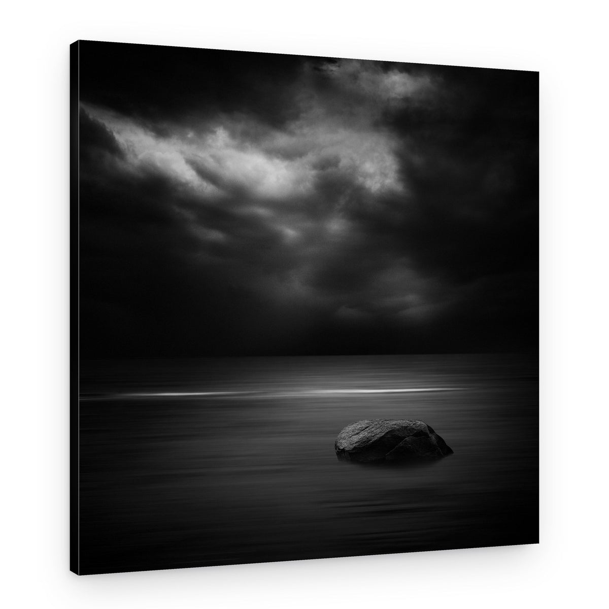 **Dark Seascape Solitary Rock – Canvas Print