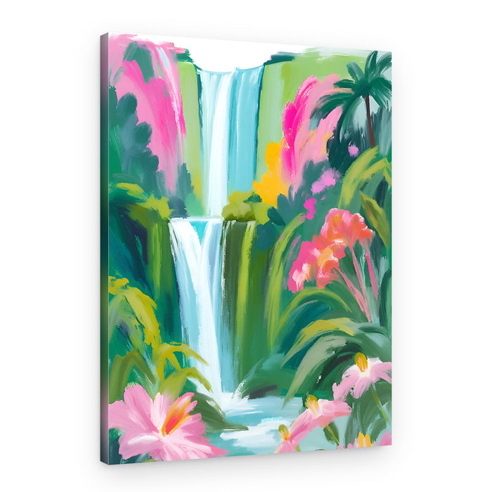 Vibrant Tropical Waterfall – Canvas Print
