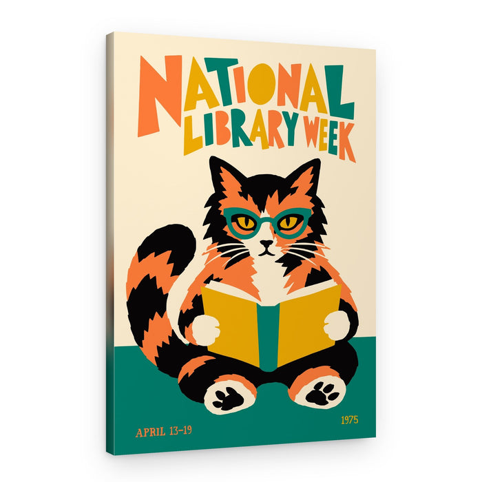 National Library Week Cat – Canvas Print