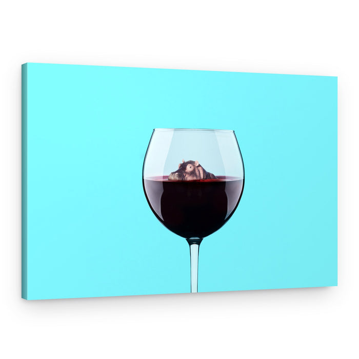 Hippo in Wine Glass – Canvas Print
