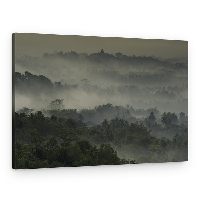 Misty Jungle Temple – Canvas Print