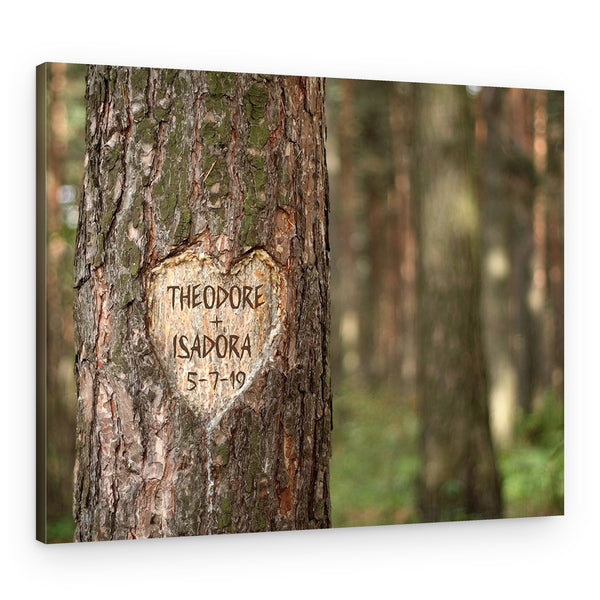 Personalized Carved Tree Canvas Print with Your Name and Date