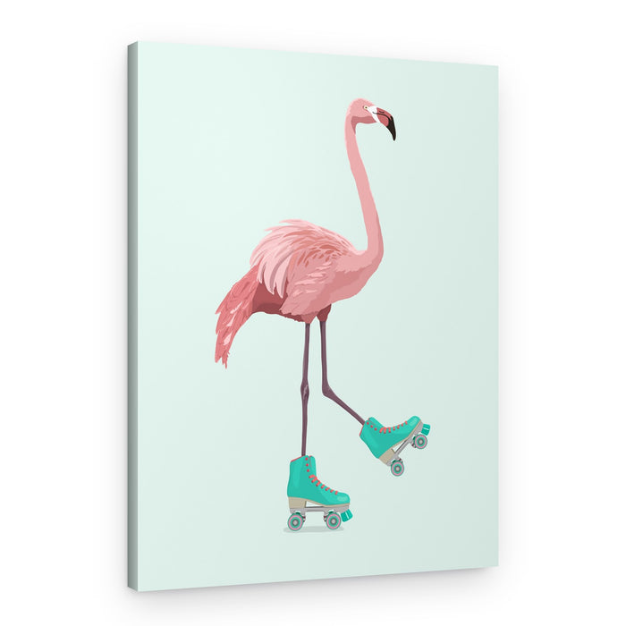 Roller Skating Flamingo – Canvas Print