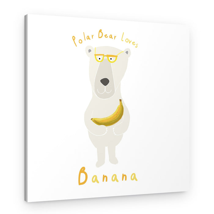 Cute Polar Bear Banana – Canvas Print