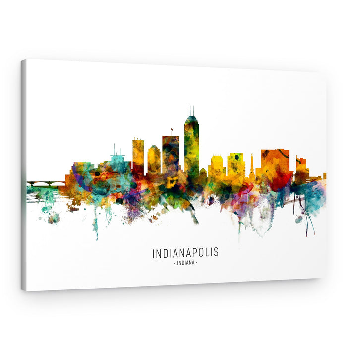 Indianapolis Watercolor Skyline – Canvas Print