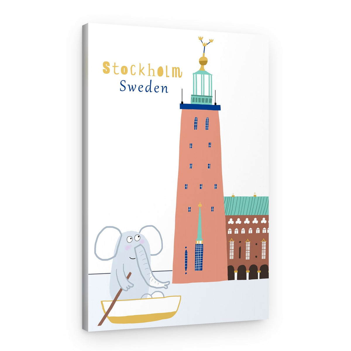 Whimsical Stockholm Elephant Adventure – Canvas Print