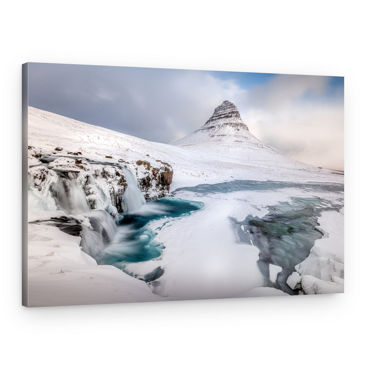 Kirkjufell Winter Waterfall – Canvas Print