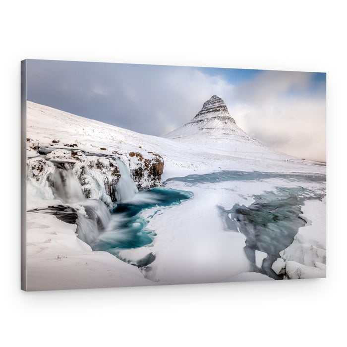 Kirkjufell Winter Waterfall – Canvas Print