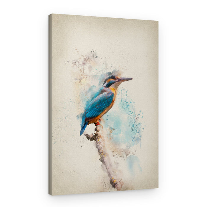 Vibrant Kingfisher Watercolor – Canvas Print