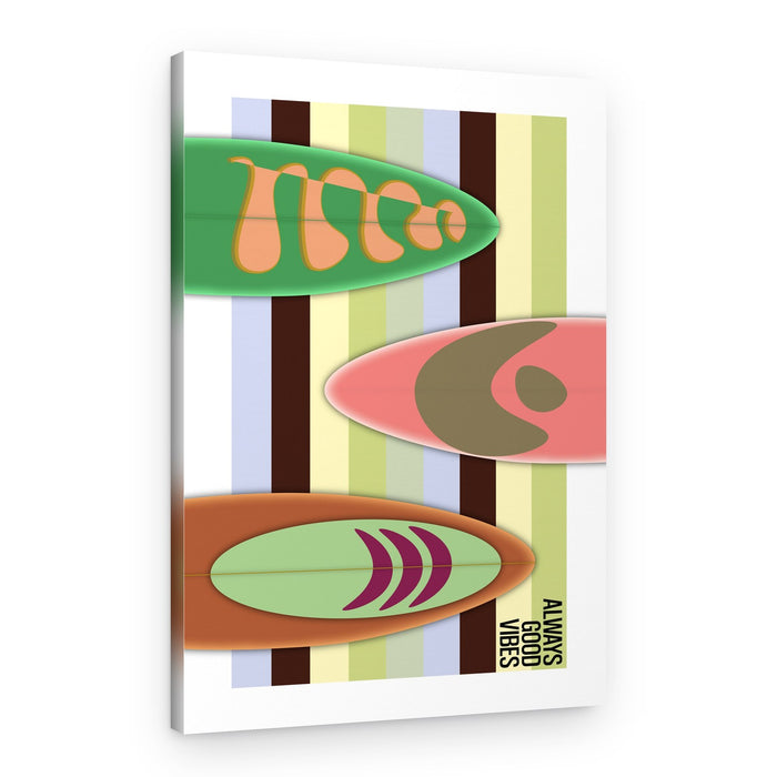 Retro Surfboards Good Vibes – Canvas Print