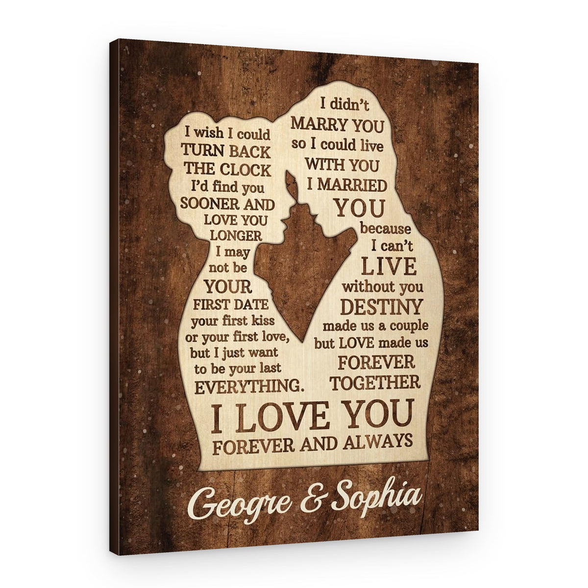 “I Didn’t Marry You So I Could Live With You” Custom Couple Silhouette Canvas – Canvas Print – Design B