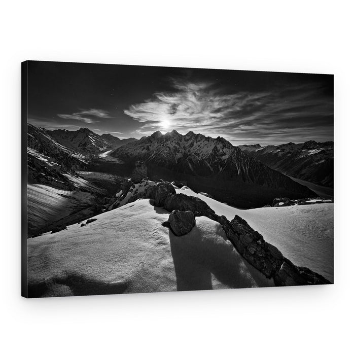 Moon Over Snowy Mountains – Canvas Print