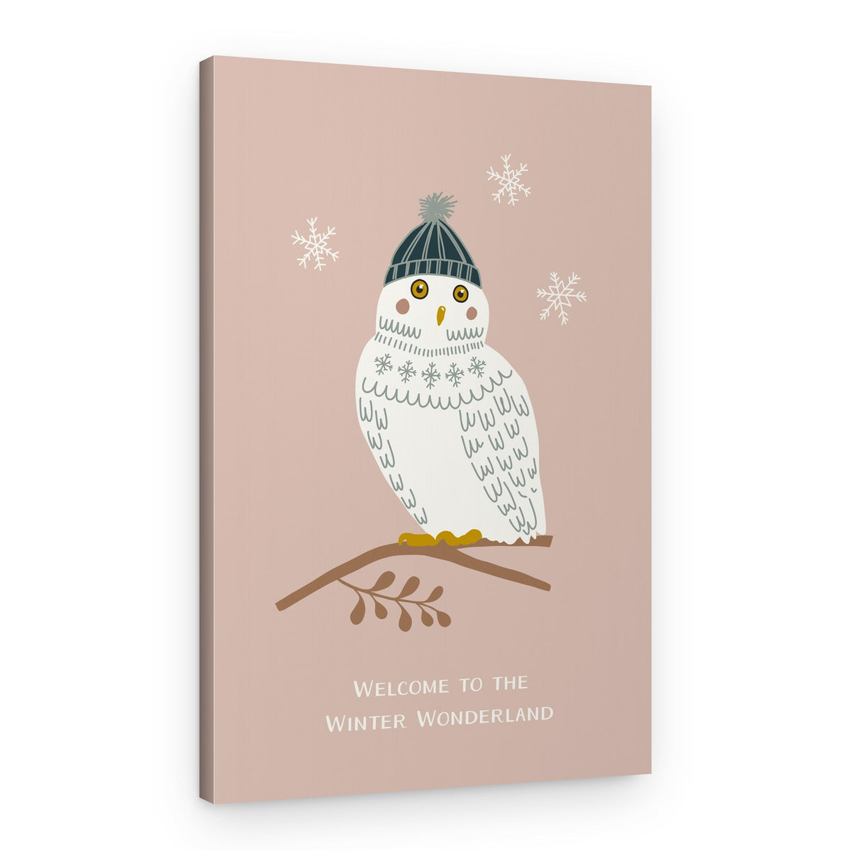 Snowy Owl Winter Hat – Canvas Print
