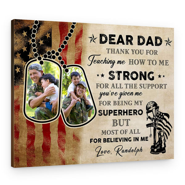 Dear Dad Thank You For Teaching Me Custom Photo Canvas Print