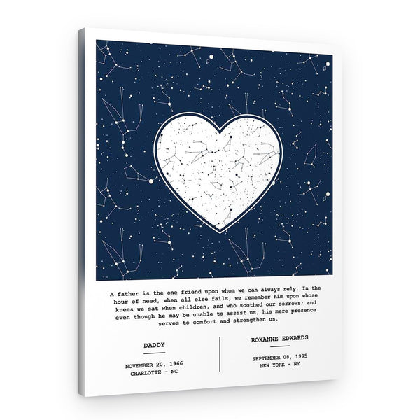 A Father Is The One Friend Upon Whom We Can Always Rely Custom Star Map Canvas Print