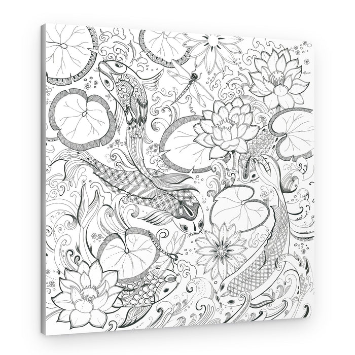 Koi and Lotus Harmony – Canvas Print