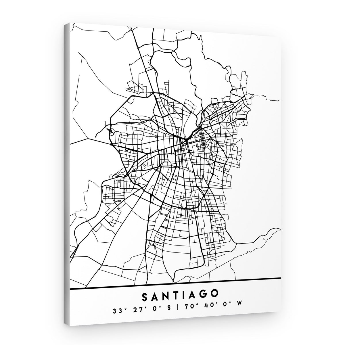 Santiago Urban Map – Canvas Print