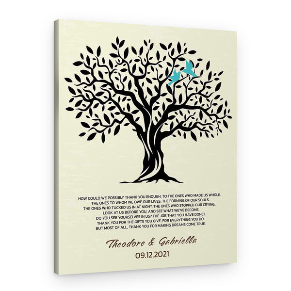 Thank You Parents Tree Canvas Print