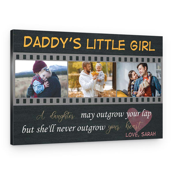 A Daughter May Outgrow Your Lap But She Will Never Outgrow Your Heart Custom Photo Canvas Print