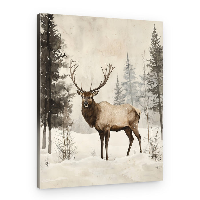 Elk Winter Nostalgia – Canvas Print