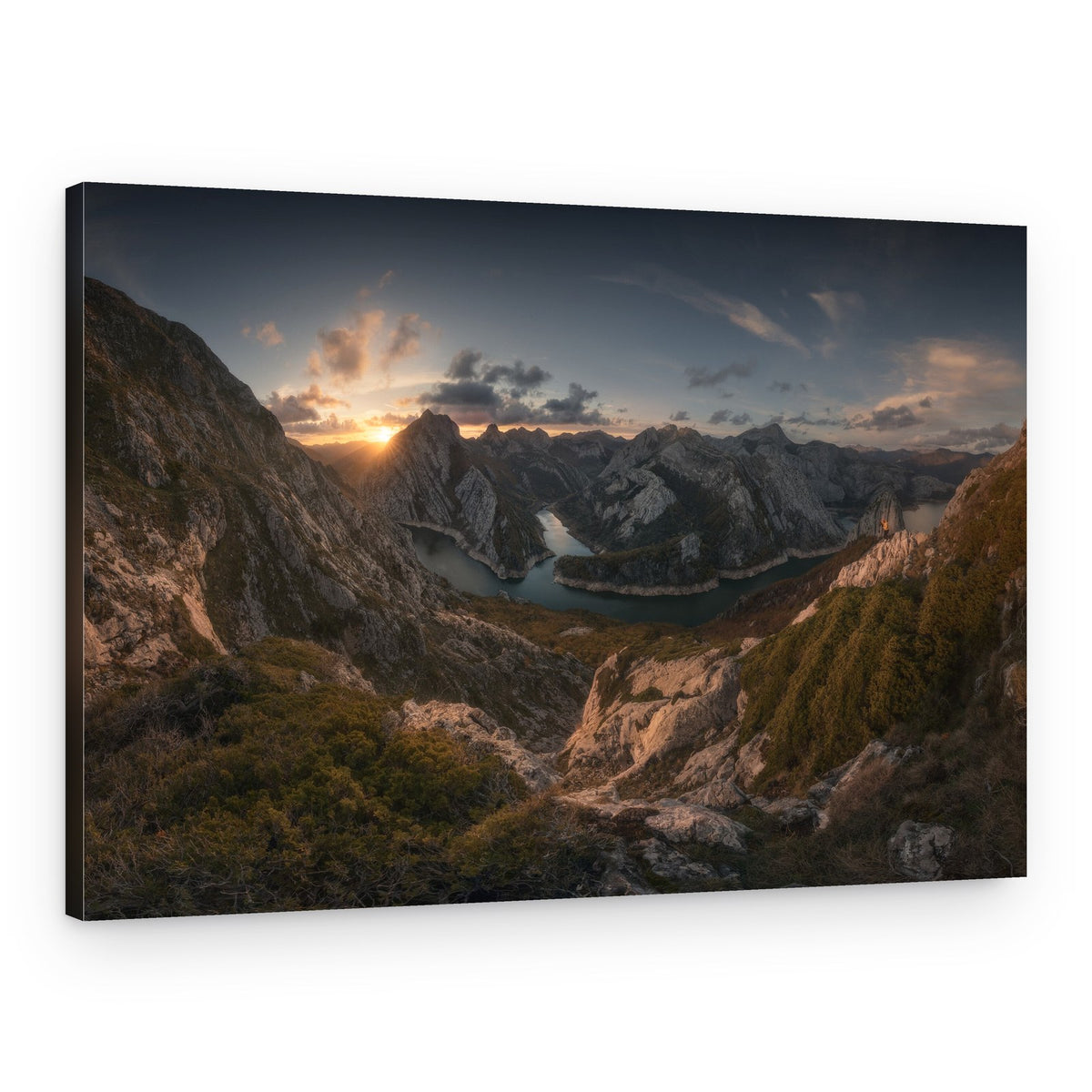 Majestic Mountain Lake Sunset – Canvas Print
