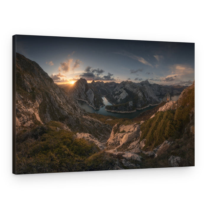 Majestic Mountain Lake Sunset – Canvas Print