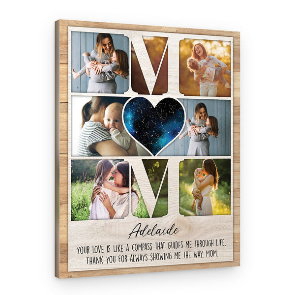 Mom Custom Star Map And Photo Canvas Print