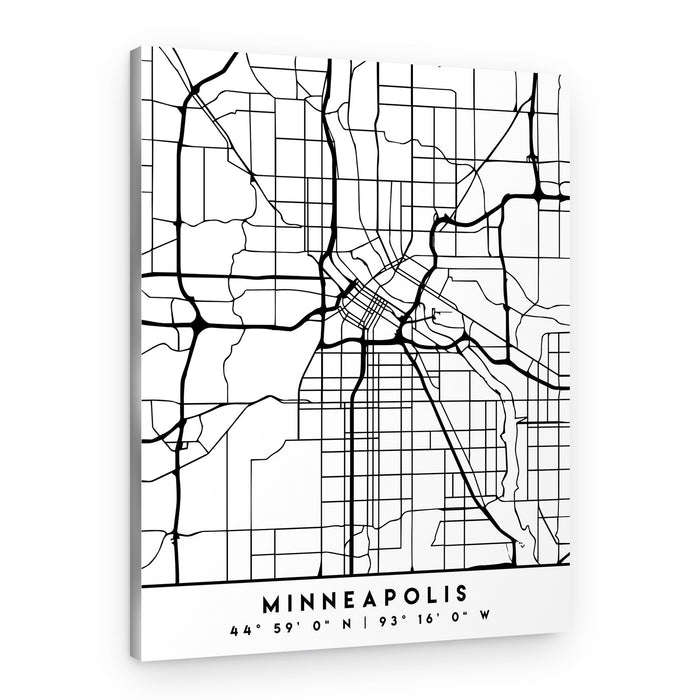 Minimalist Minneapolis Map – Canvas Print