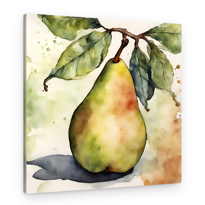 Single Watercolor Pear – Canvas Print