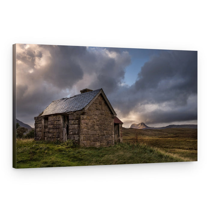 Remote Stone Cottage Landscape – Canvas Print