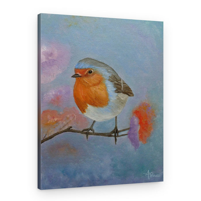 Colorful Perched Robin – Canvas Print