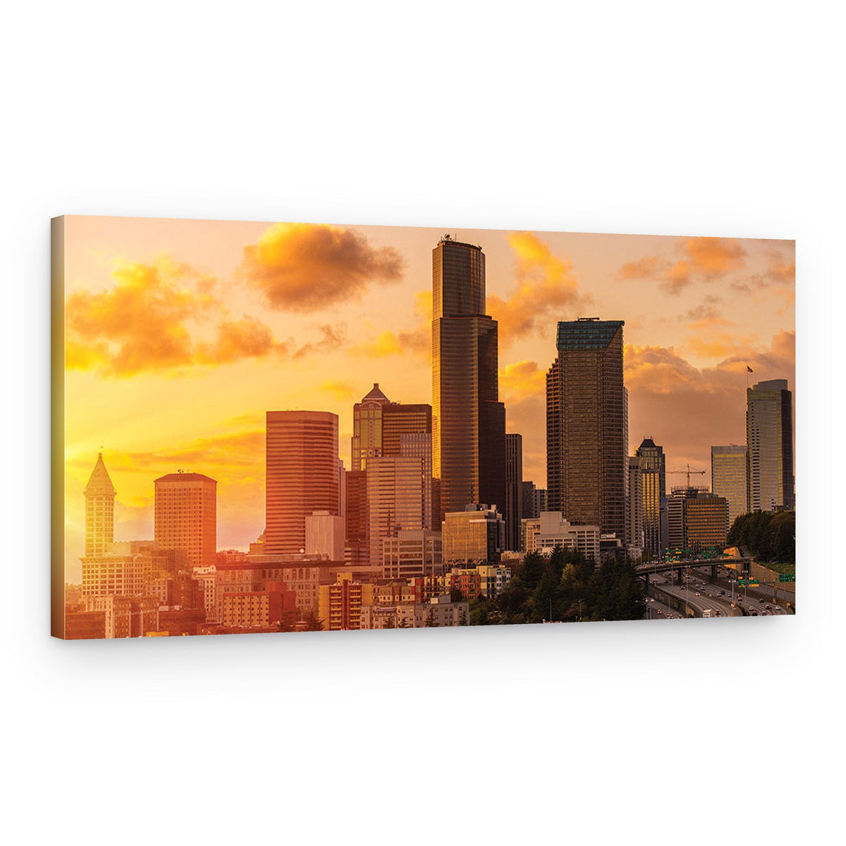 Seattle, Washington Skyline Canvas Wall Art – Collection A – Canvas Print – Design 5