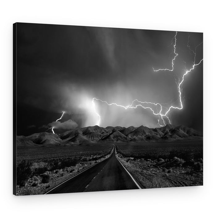 Desert Road Lightning Storm – Canvas Print