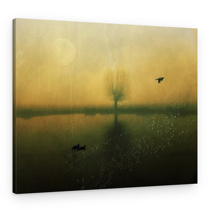 Misty Golden Lake – Canvas Print