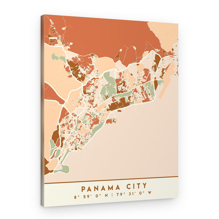 Panama City Urban Map – Canvas Print