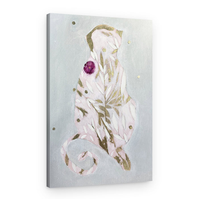 Pink Botanical Cat – Canvas Print