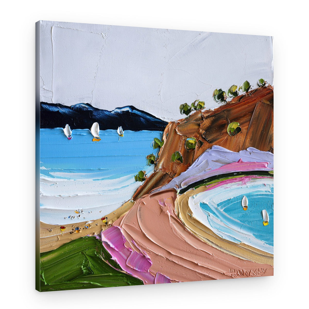 Vibrant Coastal Sailboats – Canvas Print