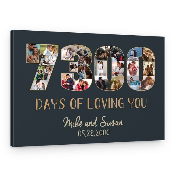 7300 Days of Loving You Photo Collage Canvas Print