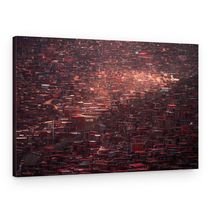 Red Village Glow – Canvas Print