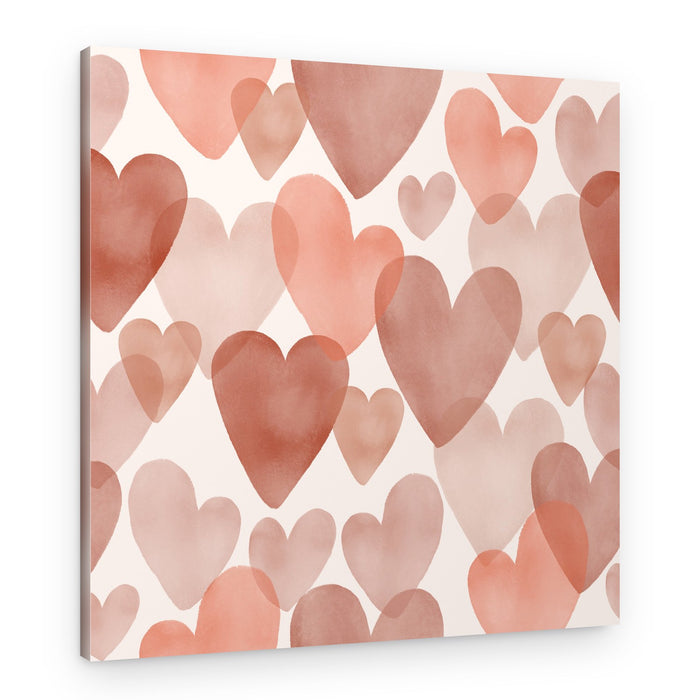 Blush Peach Hearts Pattern – Canvas Print