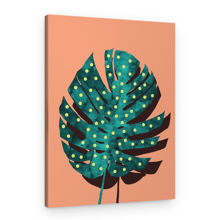 Polka Dot Monstera Leaf – Canvas Print