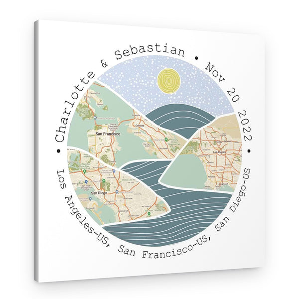 Personalized Journey River Map Canvas Print