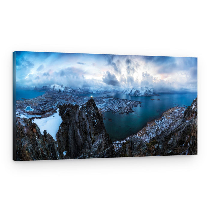 Winter Mountain Fjord Vista – Canvas Print